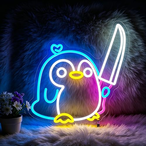 Image of Penguin Neon Sign Led Neon Lights Neon Signs for Wall Decor Light Up Sign for Birthday Party Club Gift