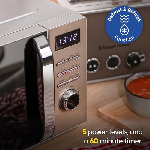 Russell Hobbs Titanium Digital Microwave 20 Litre 800W Solo Digital with 5 Power Levels, Defrost Function & Easy Clean, 60 Minute Timer, 8 Auto-Cook Menus, RHMD832T - Image 6