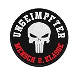 75mm Copytec Patch Ungeimpfter Mensch 2 Klasse un-geimpft Skull Covid Corona Aufnäher #37375