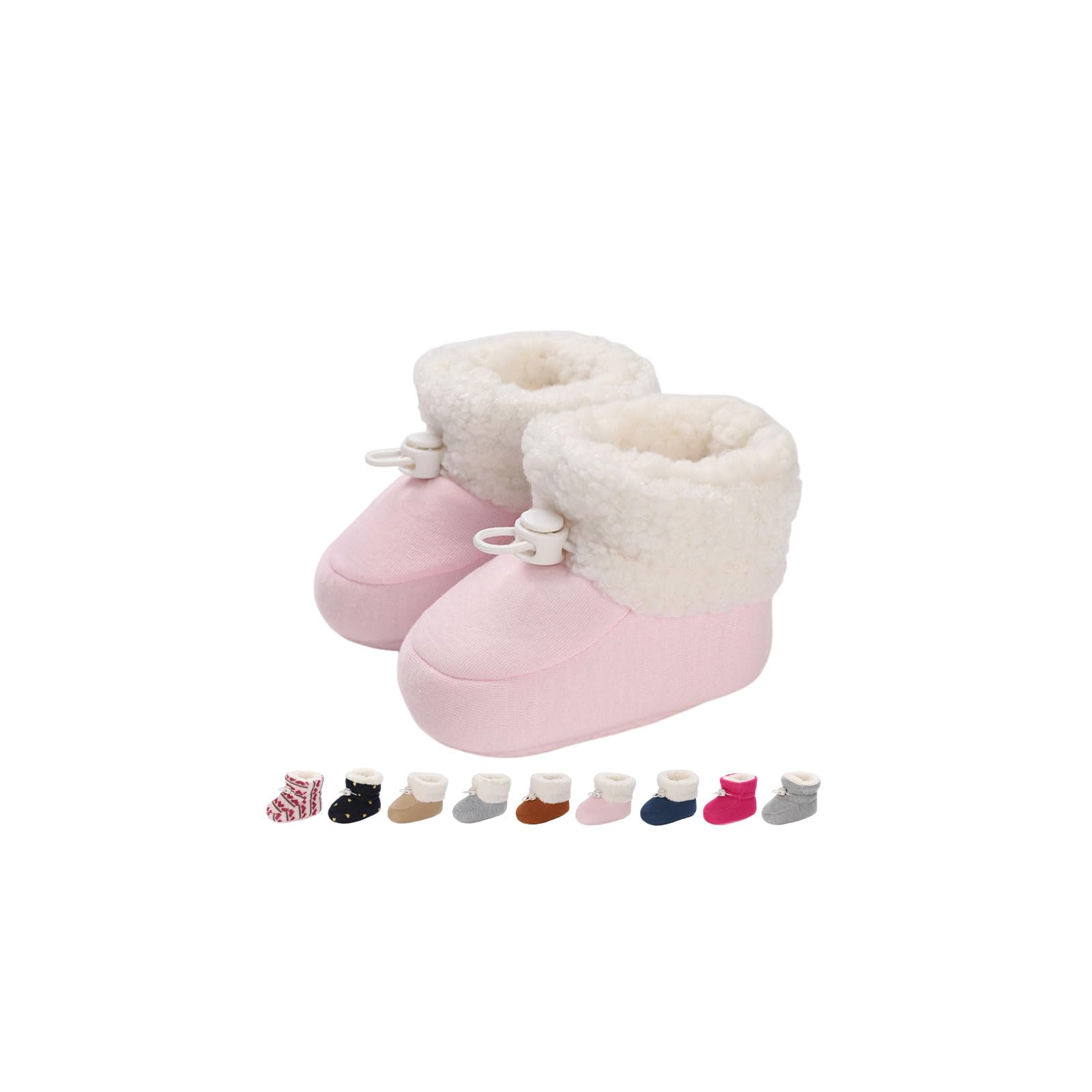 Stivaletti Neonata Neonato Pantofole Antiscivolo Termiche Fodera in Pile Babbucce Scarpe Invernali Morbido Cotone Scarpine Primi Passi Stivali da Neve Calzini Caldi 0-18 Mesi