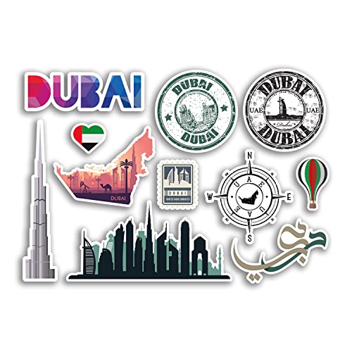 Feuille d'autocollants A5 en vinyle de Dubaï – Timbres de ville des Émirats arabes unis #78503