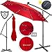 Produktbild Kesser® Alu Ampelschirm LED Solar Ø350cm + Abdeckung mit Kurbelvorrichtung UV-Schutz Aluminium mit An-/Ausschalter Wasserabweisend - Sonnenschirm Schirm Gartenschirm Marktschirm Rot
