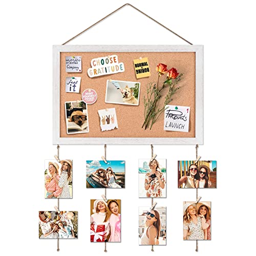 Emfogo Cork Board For Wall With 16X11Bulletin Boards Decorative Picture Framed Display Board Hanging Cork Board Office White Pin Board Vision Board For Room School Office Bedroom 20-Pushpin #TOP1