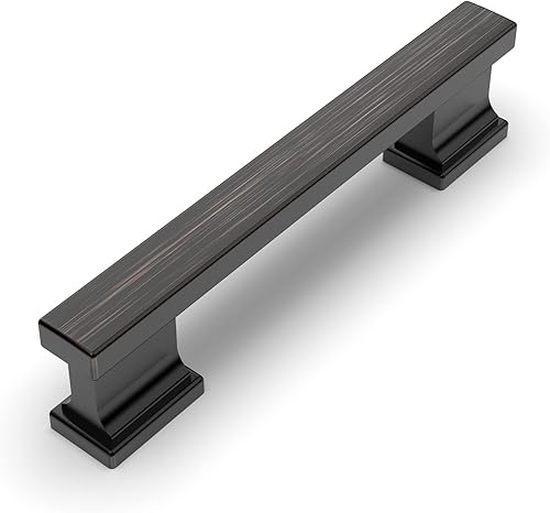 Miniatura 24 de Amerdeco - Paquete de 6 tiradores de gabinete negro mate con orificio central de 6.25 pulgadas (160 mm), tiradores dorados para cajones, herrajes