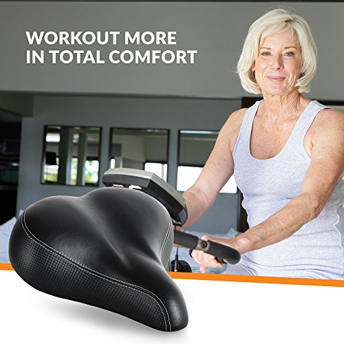 Extra Comfortable Bike Seat for Seniors with Elastomer Springs – Extra Wide and Padded Bicycle Saddle for Men and Women Comfort – Universal Bike Seat Replacement