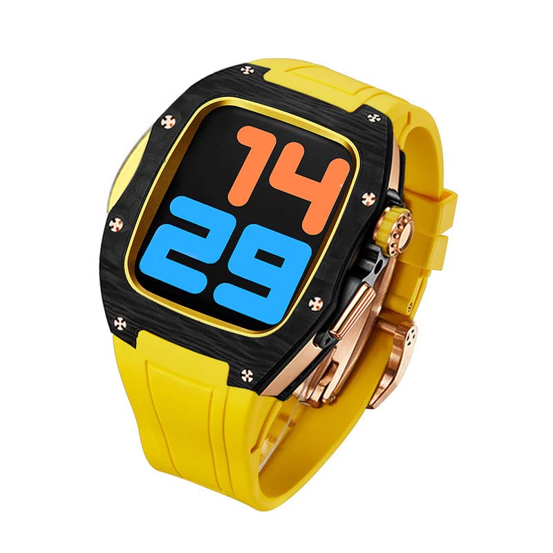 Kit modification luxe en fibre de carbone pour Apple Watch 45mm en agate et acier