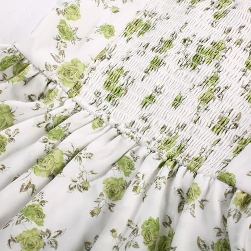 Image of Scarlet Darkness Floral Mini Corset Dress for Women Teen 2026 Summer Spring Flowy A-Line Sundress with Pockets White Green Floral L