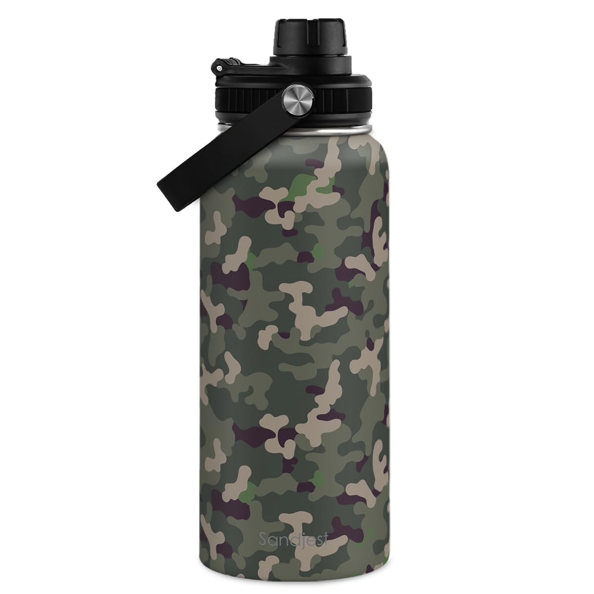 Camouflage Insulated Stainless Steel Water Bottle 32oz, Vacuum Chug Lid Travel Tumbler for Men Friends Dads Grandpa, Gift for Birthday Christmas Fathers Day (Woodland Camo) — image 1