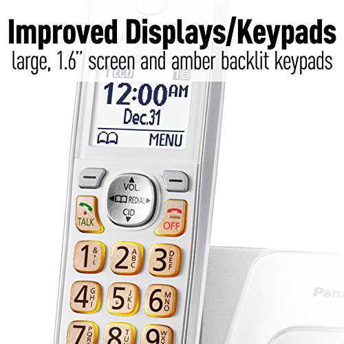 Panasonic DECT 6.0 Expandable Cordless Phone with Answering Machine and Smart Call Block - 2 Cordless Handsets - KX-TGD532W (White)