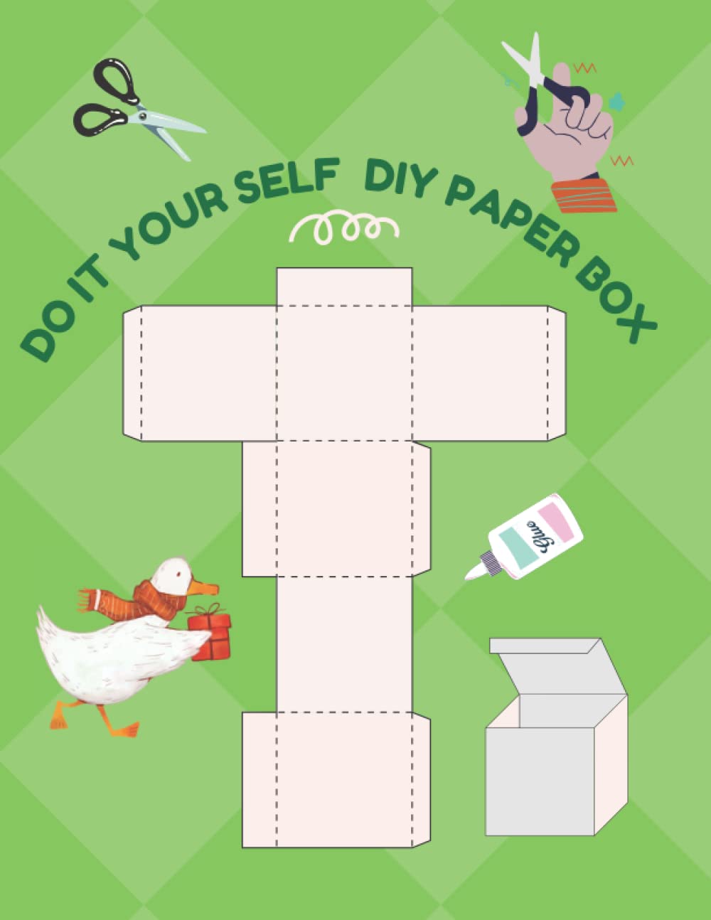 DO IT YOUR SELF DIY PAPER BOX: activity book to occupy children and parents to cut out, square box pattern, plan to make your own paper gift box, box ... Christmas and other events to personalize