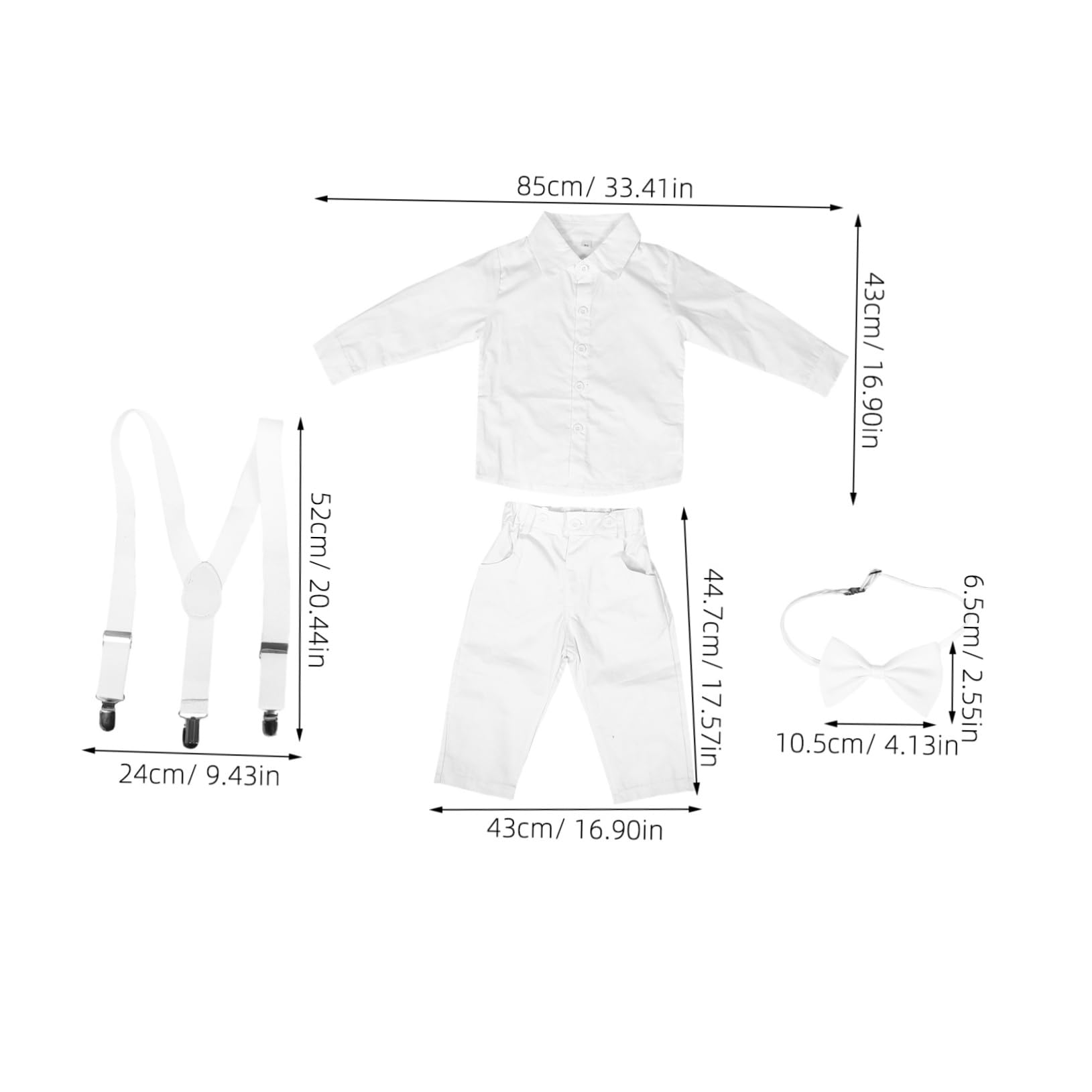 Traje de bautismo infantil camisa de manga larga para bebé trajes para pequeños para bodas atuendo de chico de shower Traje de caballero bebé algodón blanco