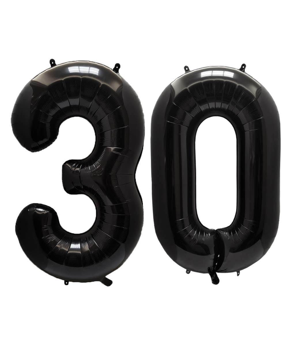 Photo 1 of AULE 40 Inch Jumbo Black Foil Mylar Number Balloons for Men Women 30th Birthday Party Decorations 30 Years Old Anniversary Party Supplies