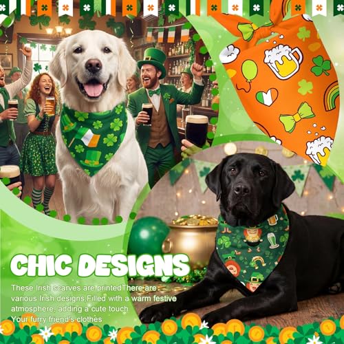Image of Abbylike 50 Pcs St Patrick's Day Dog Bandanas Bulk Green Shamrocks Bandanas for Dogs Triangle Kerchief Bibs Scarf for Pet Irish Costume Photo Props Pet Shops Groomer, 25 Styles (31.5 x 21.7 x 21.7)