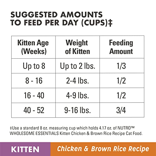Image of Nutro Wholesome Essentials Kitten Natural Dry Cat Food for Early Development Farm-Raised Chicken & Brown Rice Recipe, 3 lb. Bag (Pack of 2)