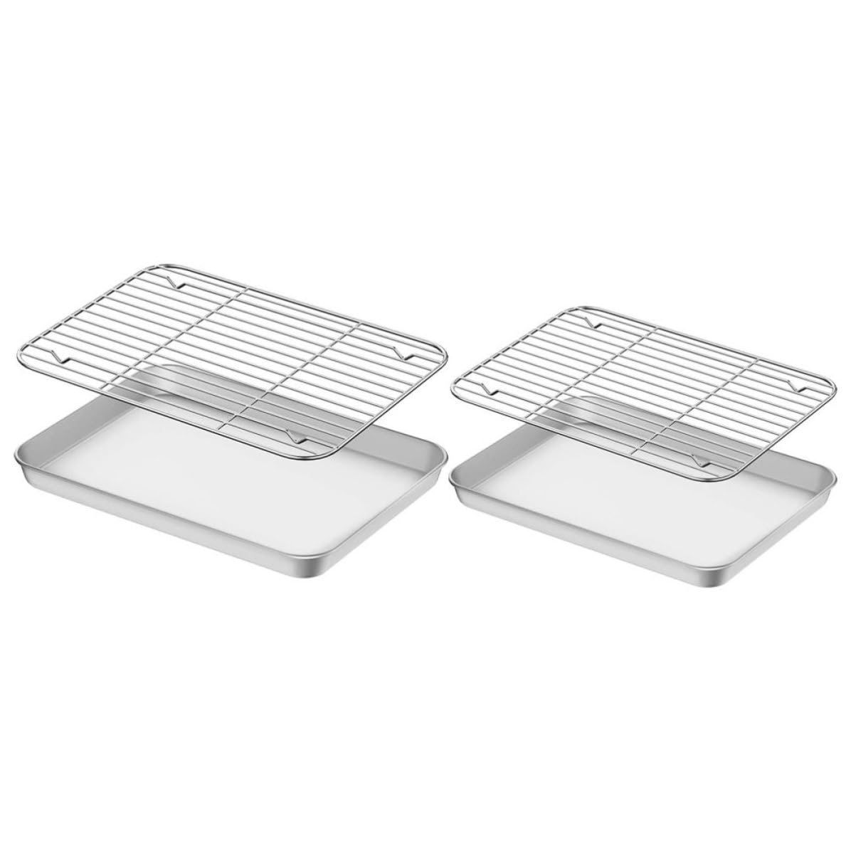 Bandejas para Hornear con Acabado Espejo de Acero Inoxidable Juego de 2 y Rejilla para Enfriar con Superficie Antiadherente Adecuado para Cocinar y Hornear