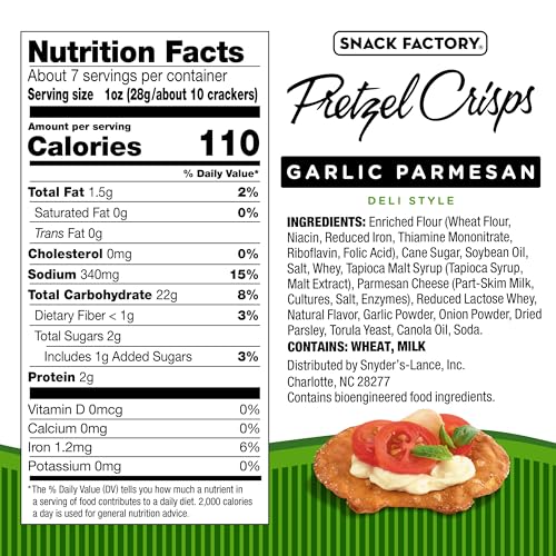 Image of Snack Factory Garlic Parmesan Pretzel Crisps, 7.2 OZ Resealable Bag (Pack of 2)