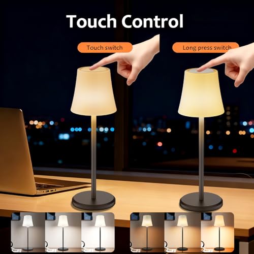 Image of Unique New Wireless Wine Bottle Lamp Dimmable Rechargeable 3 Color&RGB LED Desk Lamp with Shade Touch Control Battery Operated LED Lamp ABS Cordless Lampshade (1, Table Multicoloured)
