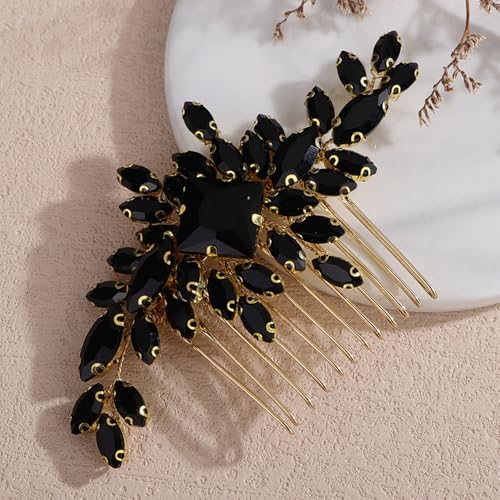 Peine para cabello Teyglen Gold Black con cristales miniatura 1