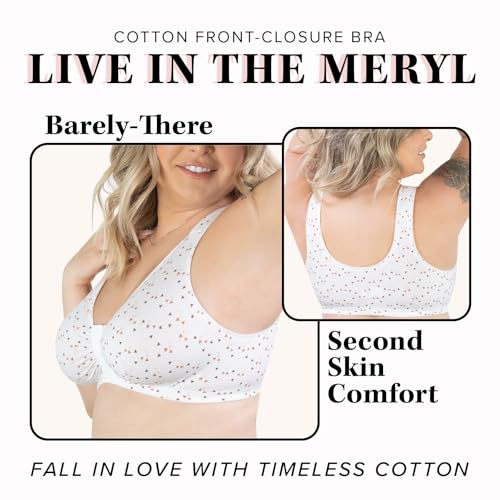 Image of LEADING LADY, Meryl, Front-Closure Cotton Bra, Comfort Sleep for Women, Breathable, Unlined, Full Coverage, Wireless, 36A-56H