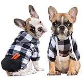 Dog Christmas Sweater, Black Buffalo Plaid Dog Pajamas Dog Hoodie for Small Dogs Puppy Christmas Dog