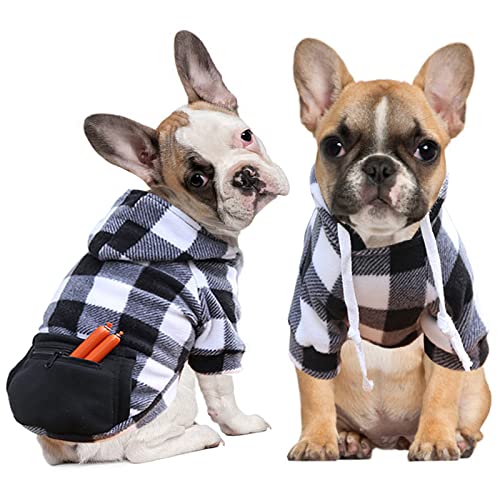 Dog Christmas Sweater, Black Buffalo Plaid Dog Pajamas Dog Hoodie For Small Dogs Puppy Christmas Dog Warm Clothes Toy Poodle Clothes #TOP20