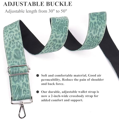 Image of Purse Straps Replacement Crossbody,Crochet Purse Strap for Handbags,Wide Shoulder Straps for Bags(1-Leopard Green)