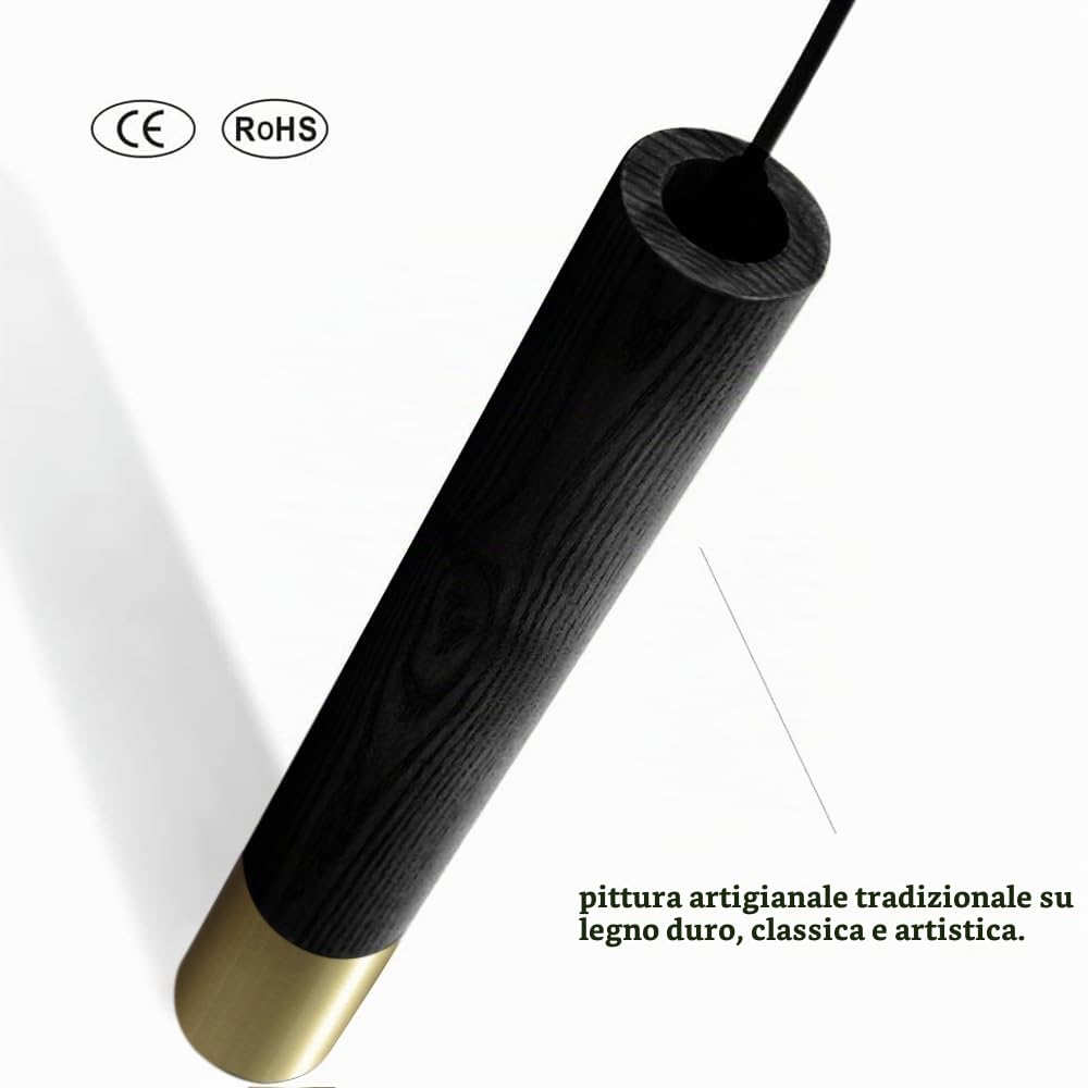 Lampada a sospensione nera oro,lampada a sospensione industriale a fiamma singola, paralume in metallo durevole, lampada moderna in legno per camera da letto, tavolo da notte, caffè, cucina