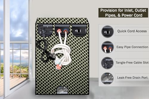 Image of Stylista Waterproof and Dustproof Polyester Washing Machine Cover Compatible for Godrej 7.5 Kg Fully-Automatic Top Loading WTEON ALP 75 5.0 FDTN GPGR, Check Coffee