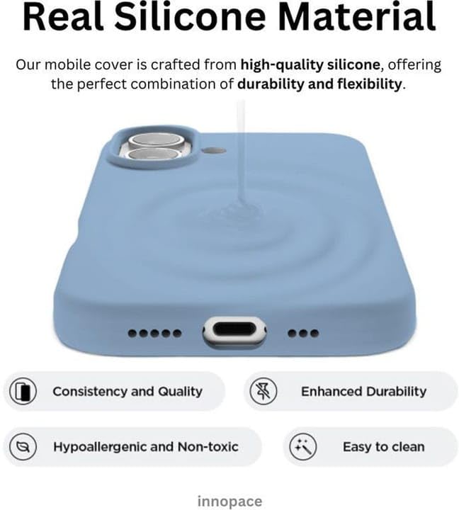Image of Phone Case Compatible with iPhone 16, Black, Protective Slim Fit Cover with Camera Protection, Shock-Absorbing Design (Blue)
