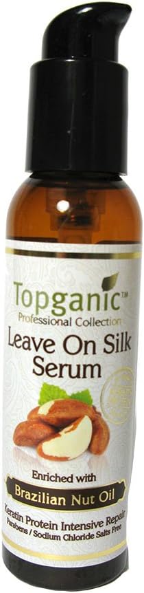 Topganic Leave On Silk Serum Pump with Brazil Nut Oil, 4 Ounce