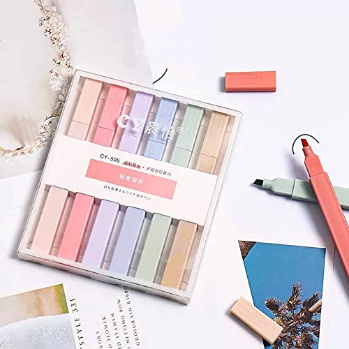 Image of ARJ 6 Pcs Aesthetic Cute Bible Highlighters | Set of 6 Pens | Chisel Tip Fine Grip Marker | Chic Modern Minimal Pastel Tip, Multicolor