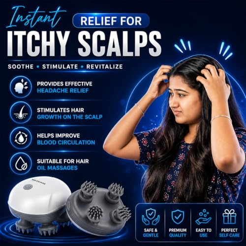 Image of MILDCARES S1 Pro Electric Scalp Massager with 96 Soft Detachable Silicone Nodes | Waterproof Rechargeable Head & Hair Massager | Deep Kneading, Stress Relief & Hair Growth Support | Smart Scalp Massager (White, 1-Year Warranty)