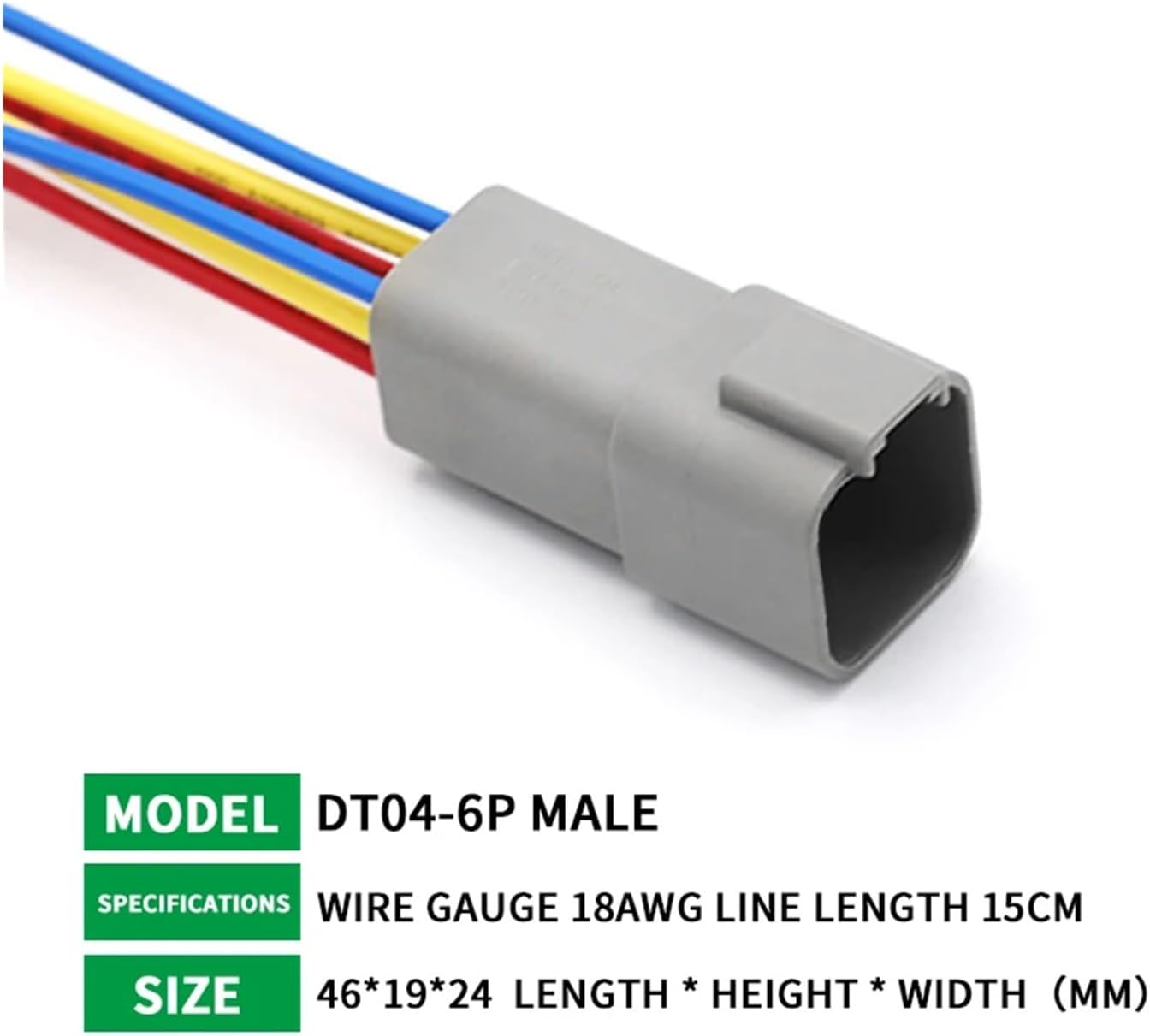 5/20/100 Sets DT Connector with 15cm Wiring Harness DT06-2S/DT04-2P 2P 3P 4P 6P 8P 12P Waterproof Electrical(6P Male)