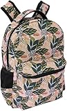 Mochila com Estampa Floral Tropical, Alças Ajustáveis, Tamanho Médio