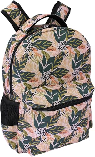 Mochila com Estampa Floral Tropical, Alças Ajustáveis, Tamanho Médio