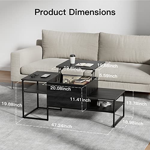 Amada Lift Top Coffee Table, Rectangle Coffee Table With Hidden Compartment And Storage Shelf, Modern Coffee Table For Living Room, Office, Entertainment Center, Amct3B #TOP5