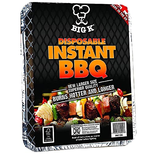 TOPLINE Big K Disposable Instant BBQ Tray - All In One Barbecue Instant Light Charcoal Grill Tray with Topline Card. Ideal for Garden BBQs, Camping Grill, Outdoor Parties, and Picnic. TPLT1
