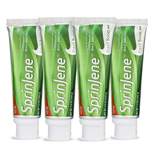 Fresh Boost 4-Pack Tooth Paste, Fluoride Toothpaste for Dry Mouth, Vegan Toothpaste with Zinc and Black Seed Oil for Maximum Oral Hygiene and Fresh Breath - SprinJene