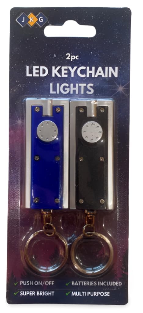 JKG 2 x SMALL KEYRING LED TORCHES - Visible Up To 2KM - Super Bright Pocket Mini Torch Light For Keychain - Everyday And Emergency Use | Kid & Adult Small Torch Light | Powerful Small Torches For Kids