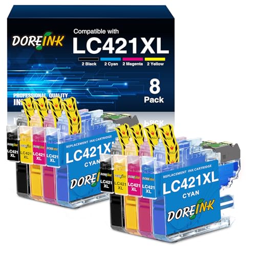 LC421XL LC-421XLVAL Tintenpatronen Value Pack für Brother LC421 LC-421XL Multipack Patronen für Brother DCP-J1050DW DCP-J1140DW MFC-J1010DW (LC421XL Schwarz,LC421XL Cyan,LC421XL Magenta,LC421XL Gelb)