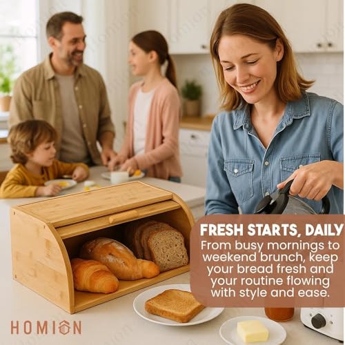 Bread Bin Roll Top Lid Bread Box Kitchen Countertop Storage Container Natural Engineered Wood Bread Storage Container for Loaves, Pastries, Buns, Bagels, Muffins, Cupcakes & Cookies 27x 16 x 40cm - Cosy Home Interiors Bread Bin Roll Top Lid Bread Box Kitchen Countertop Storage Container Natural Engineered Wood Bread Storage Container for Loaves, Pastries, Buns, Bagels, Muffins, Cupcakes & Cookies 27x 16 x 40cm - Image 6