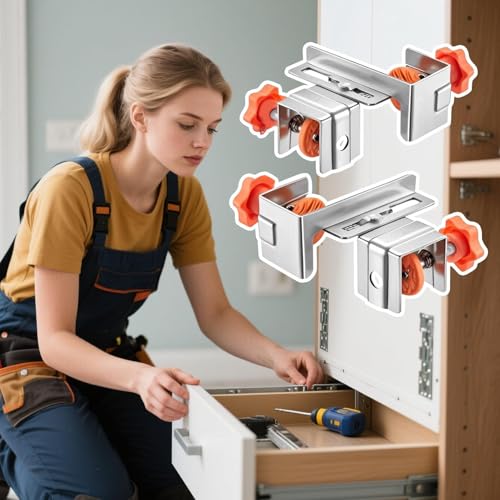 Plantilla de montaje ajustable de cajones con dos clips de acero para cocina 4