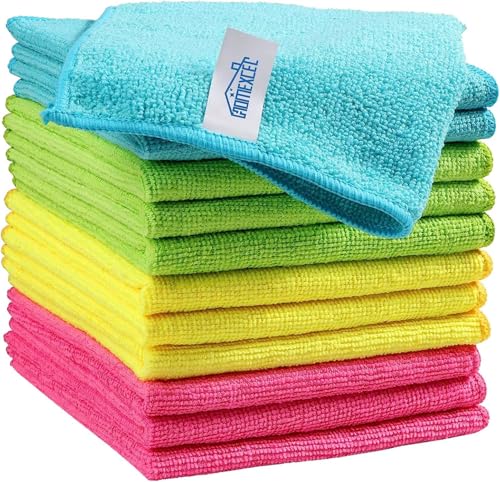 HOMEXCEL Microfiber Cleaning Cloth,12 Pack Cleaning Rags, Cleaning Towels with 4 Color Assorted,...