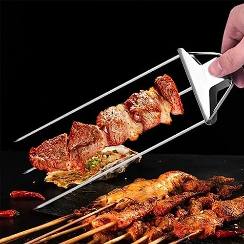 Szaszłyki do grilla ze stali nierdzewnej z suwakiem – zestaw 3 szt. do łatwego grillowania na świeżym powietrzu i gotowania na imprezie