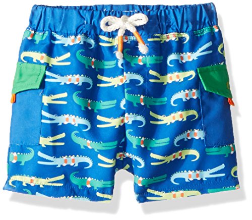 Mud Pie Boys' Baby Alligator Swim Trunks, Blue, X-Small-6-9 Months