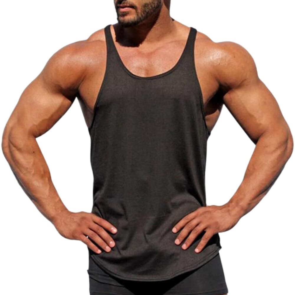 mens gym bodybuilding stringer tank top