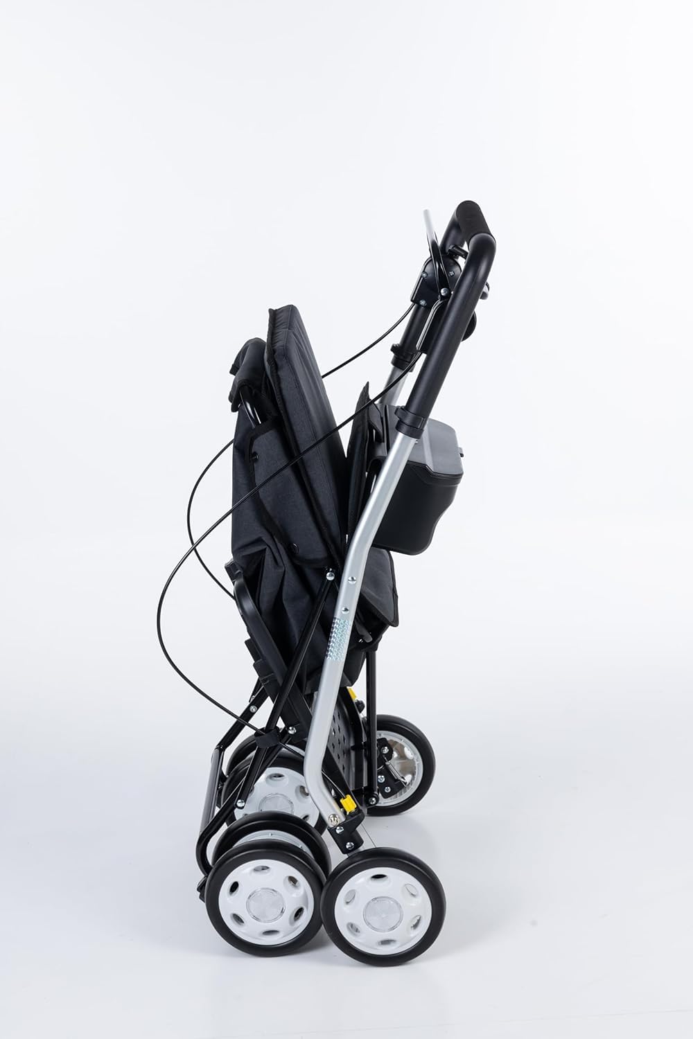 Carlett Rollator und Einkaufstrolley mit Sitz, EU-Medizinprodukt, höhenverstellbarer Griff, Doppelfeststellbremse, Räder in 3 Positionen, leicht und kompakt – Comfort Move, Schwarz