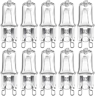 10 Pack Wax Burner Bulbs, Replacement Bulbs for Wax Melt Burners Electric, G9 Halogen Wax Melt Bulb 25W 230V Up to 2000H 3500K Warm White Dimmable