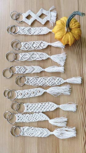Porte-clés macramé lot de 10 accessoires coton blanc cassé standard - 2