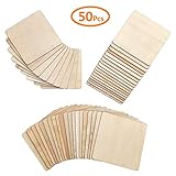 HANGNUO ５０枚入 木製コースター 木製スライス 木材チップ 滑り止め断熱マット 茶パッド 10x10cm 正方形 DIY 工芸品 結婚式 パーティー 誕生日 装飾